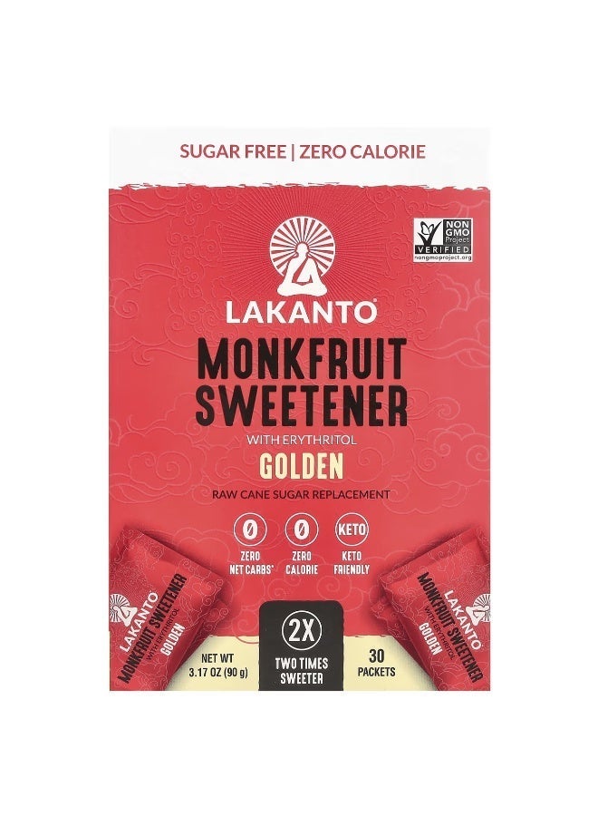 Lakanto, Monkfruit Sweetener with Erythritol, Golden, 30 Packets, 3.17 oz (90 g) - Image 3